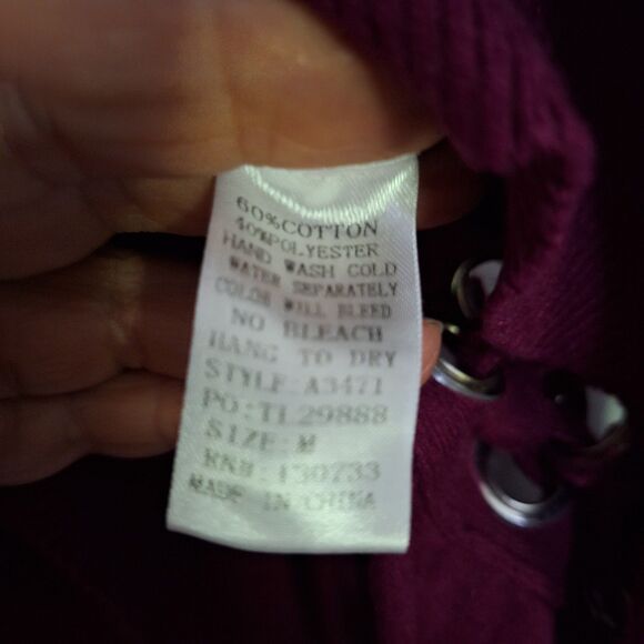 An Umgee Laced Women's Sweater Maroon Stylish Office Siren Y2K Pullover Size M - Picture 5 of 8